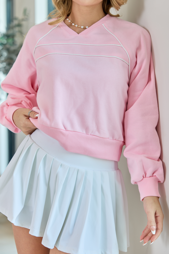 Baseline Pink Piped Lounge Crewneck Sweatshirt SALE