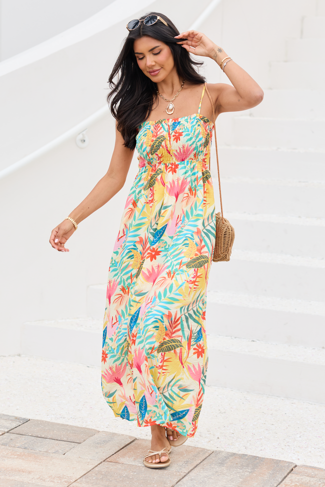 Aria Multi Palm Print Maxi Dress