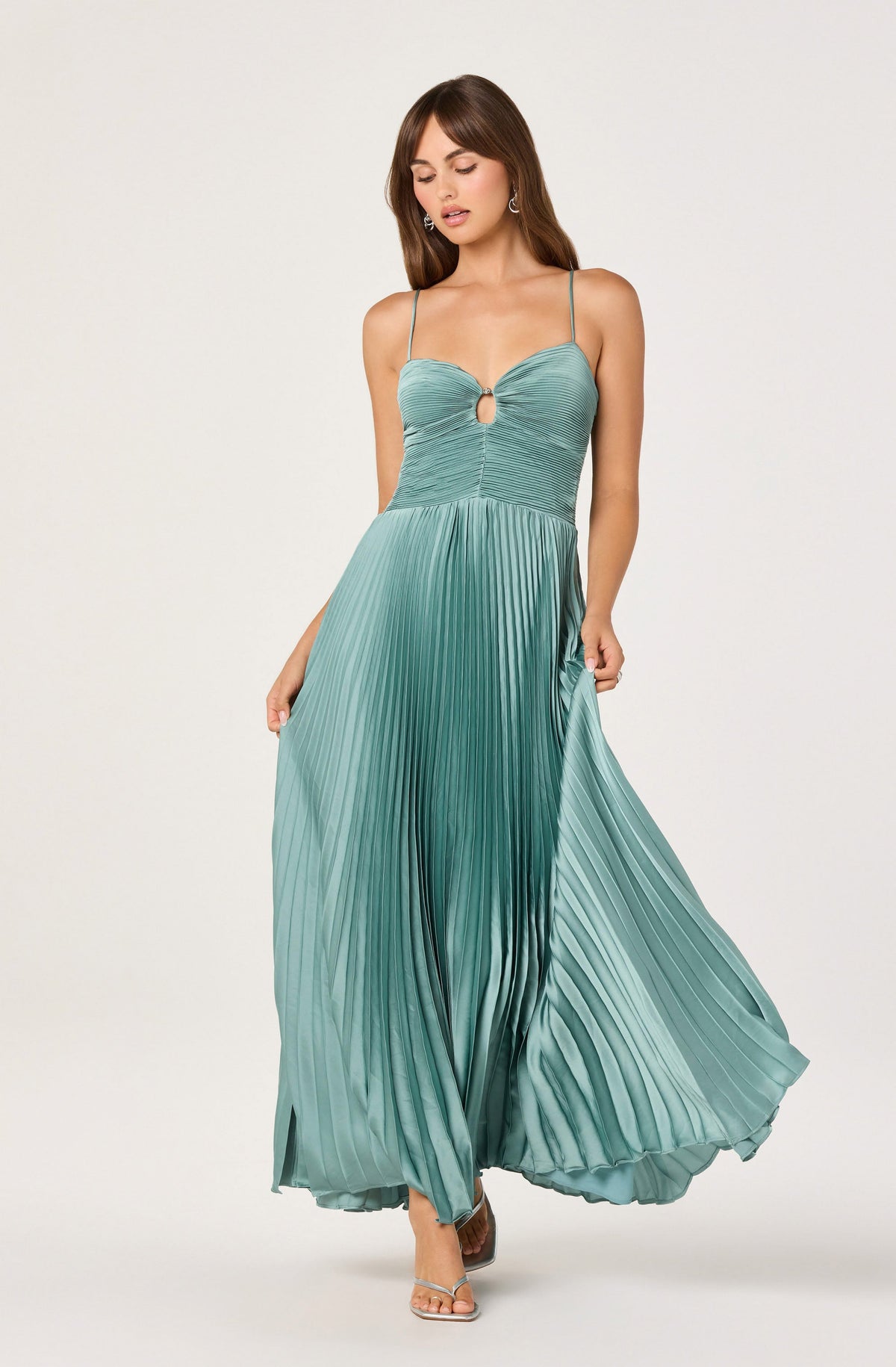 Alaia Satin Plissé Maxi Dress