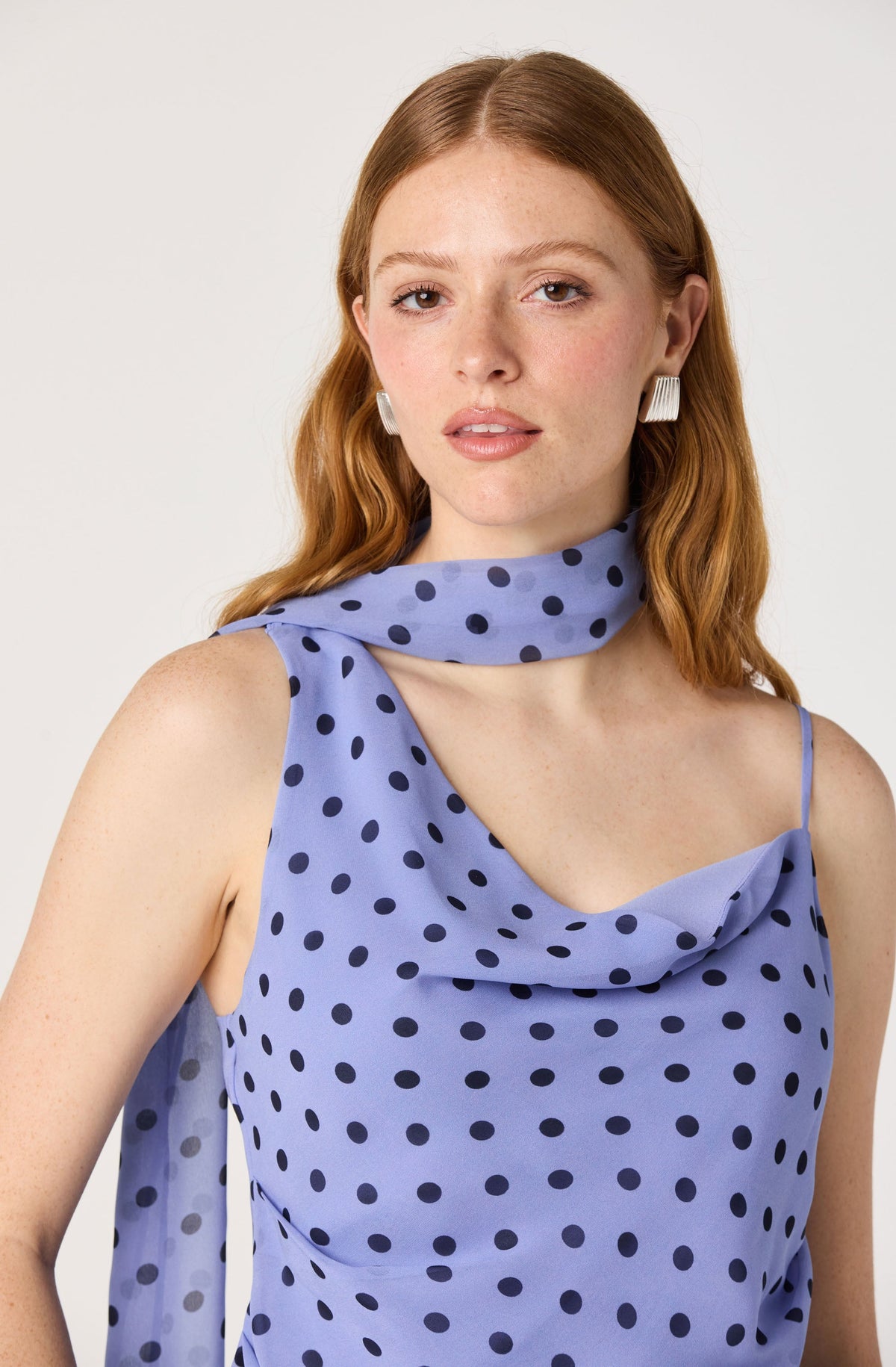Adrie Polka Dot Scarf Detail Top
