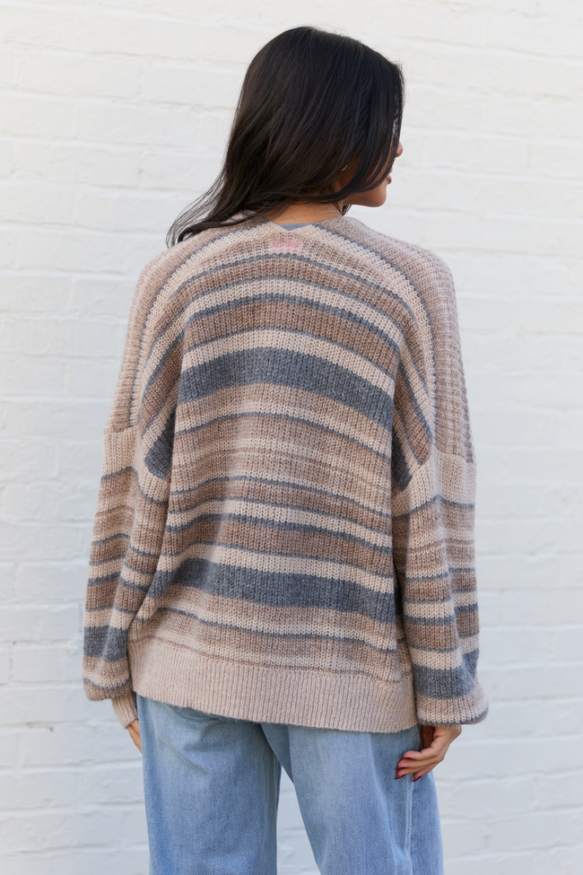 Alix Neutral Striped Open Cardigan FINAL SALE