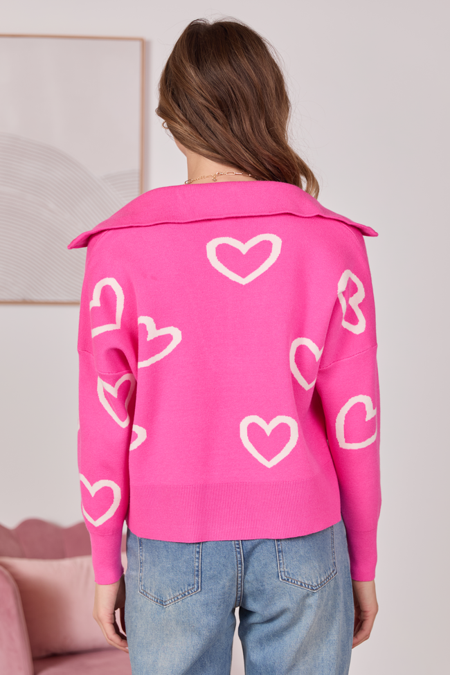 Amelia Heart Quarter Zip Sweater FINAL SALE