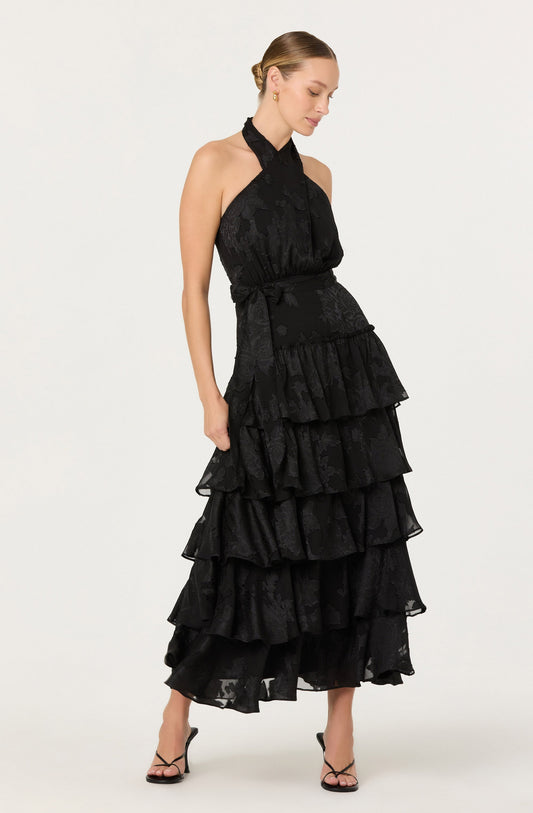 Adamaris Tiered Halter Maxi Dress