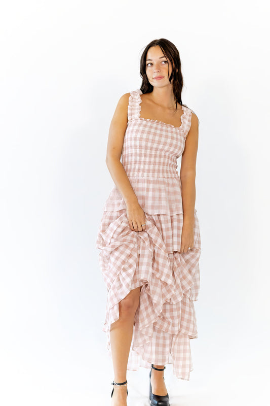 Axel Checked Tiered Maxi Dress