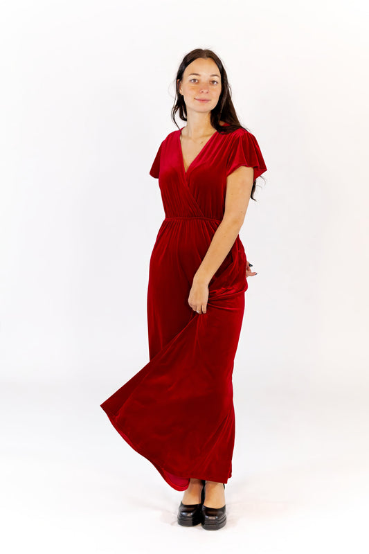 Alexandra Velvet  Maxi Dress · Wine