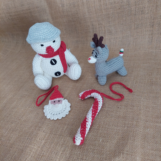 Christmas Gift-pack of 4 Stuffed Plush Toy | Toys For Kids | Handmade Infant Soothe Toys | Artisan Made In India | Amigurumi Toys | 100% Cotton | Crochet Cuddle Toys |  Christmas