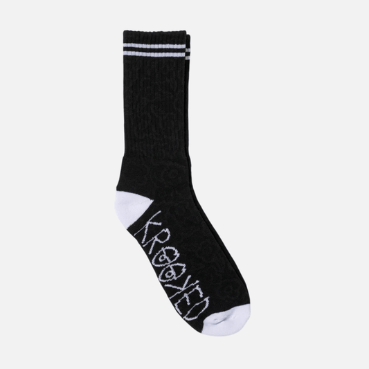 Krooked Multi Flowers Sock Black Black White