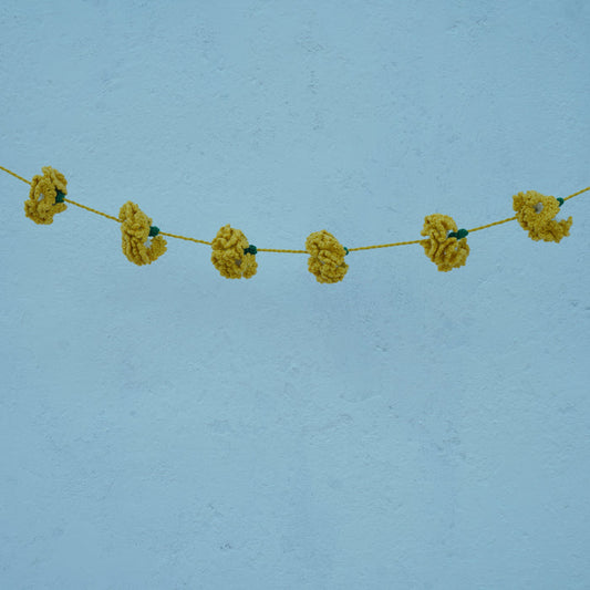 Marigold Toran | Handmade Crochet Festival Decoration | Artisan Made In India | Eco-Friendly| 100% Cotton |