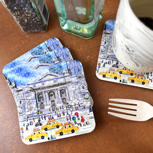 NYPL Michael Storrings Winter Coaster Set - The New York Public Library Shop