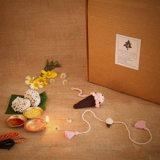Rakhi | Ice-cream Stuffed Plush Toy | Accessory | Rakshabandhan | For Kids & Adults | Artisan Made In India | 100% Cotton | Crochet, Handcrafted  | Gifting | Rauli and Chawal | Sweets | Gifting