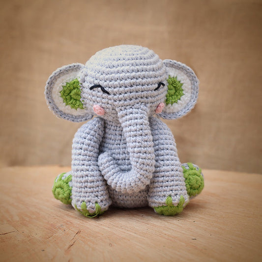 Sitting Elephant  Soft Plush Toy | Toys For Kids | Handmade Infant Soothe Toys | Artisan Made In India | Amigurumi Toys | 100% Cotton | Crochet Cuddle Toys