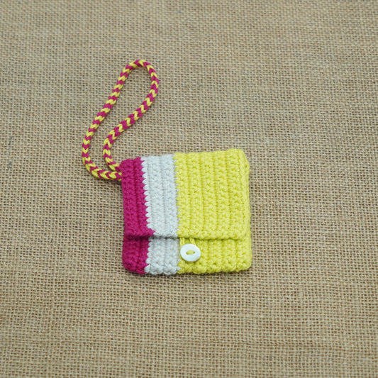 Stripe Airpod Pouch | Handmade Crochet Festival Decoration | Artisan Made In India | Eco-Friendly| 100% Cotton |