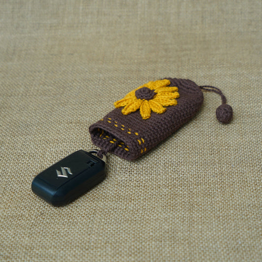 Sunflower Key Cover | Handmade Crochet Festival Decoration | Artisan Made In India | Eco-Friendly| 100% Cotton |