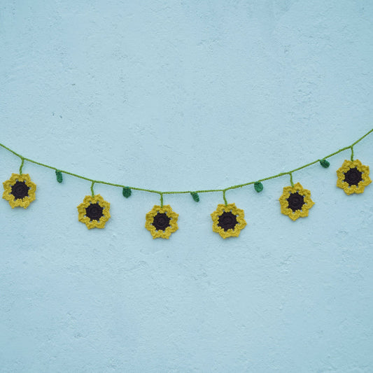 Sunflower Toran | Handmade Crochet Festival Decoration | Artisan Made In India | Eco-Friendly| 100% Cotton | Toran